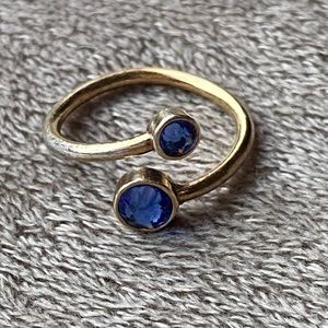 Alex and Ani Gold Adjustable Ring- Sapphire Gem